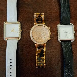 Michael Kors Gold, White, and Black Watch Set